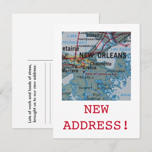 Nieuwe Orleans Nieuwe aankondiging van het Adres (Voorkant / Achterkant)