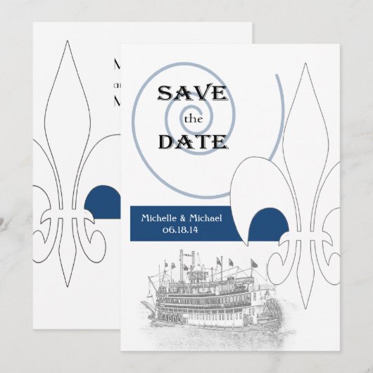 Nieuwe Orléans rivierboot Fleur de Lis Reserveer d Kaart (Voorkant / Achterkant)