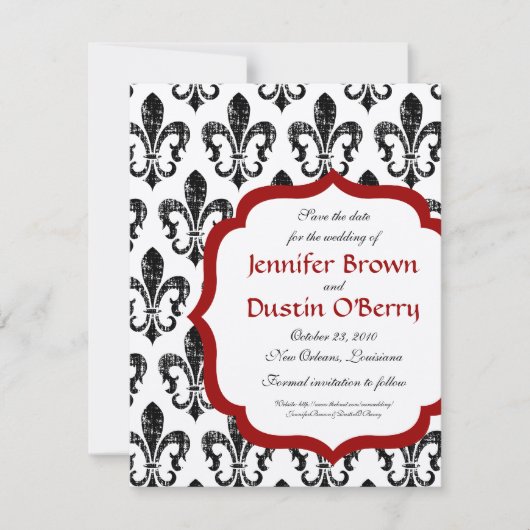 Nieuwe Orleans sparen de Datum Save The Date (Voorkant)