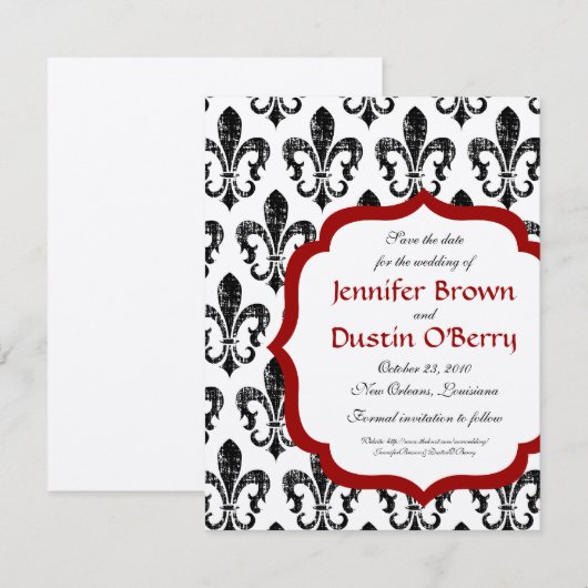 Nieuwe Orleans sparen de Datum Save The Date (Voorkant / Achterkant)