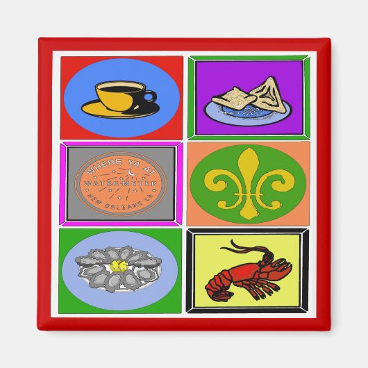 Nieuwe Orleans Symbolen Magneet (Voorkant)