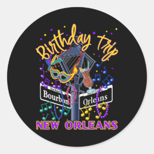 Nieuwe Orleans Verjaardagsreis Franse Wijk Meisjes Ronde Sticker