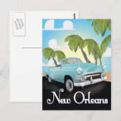 Nieuwe Orleans vintage reisposter. Briefkaart (Voorkant / Achterkant)