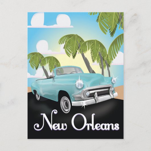 Nieuwe Orleans vintage reisposter. Briefkaart (Voorkant)