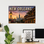 Nieuwe Orleanse Franse Wijk Avondmuur Decoratie (Thuiskantoor)
