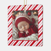 Nieuwe Ouder Baby's Eerste Kerstfoto Pepermunt Keramisch Ornament (Links)