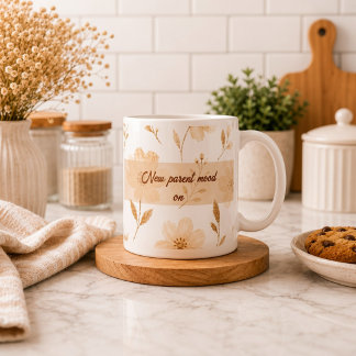 Nieuwe Ouder Stemming Bloemenkoffiekop Grote Koffiekop