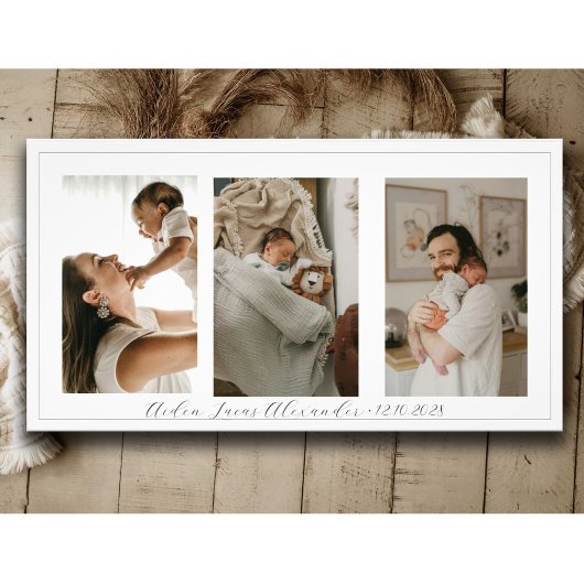 Nieuwe Ouders Baby 3 Fotocollage gepersonaliseerd Foto Afdruk