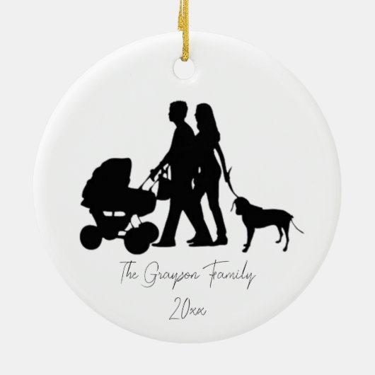 Nieuwe Ouders Baby Aankondiging Kerstversiering Keramisch Ornament (Achterkant)