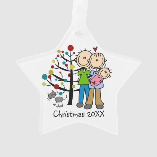 Nieuwe ouders Baby Girl, Cat Holiday Ornament (achterkant)