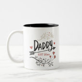 Nieuwe ouders Daddy Gepersonaliseerd vastgesteld j Tweekleurige Koffiemok (Links)