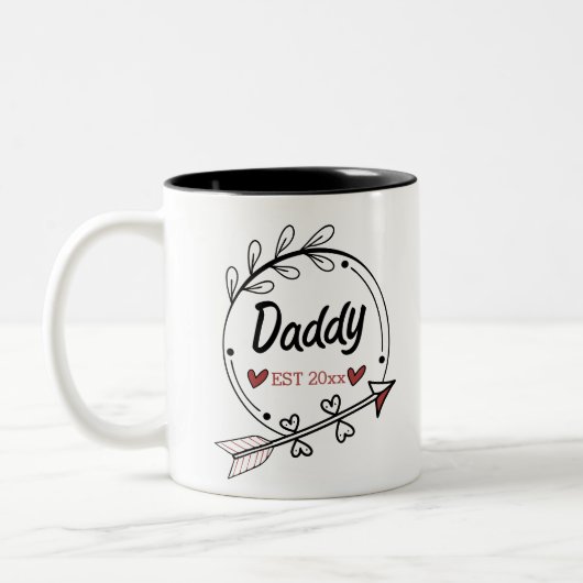 Nieuwe ouders Daddy Gepersonaliseerd vastgesteld j Tweekleurige Koffiemok (Links)