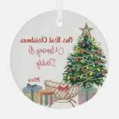 Nieuwe Ouders Eerste Kerstboom en Wieg Glas Ornament (Achterkant)