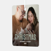 Nieuwe ouders eerste kerstfoto metalen ornament (Voorkant links)