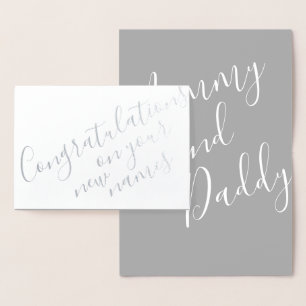 Nieuwe ouders Elegant Calligraphy Gefeliciteerd Folie Kaarten