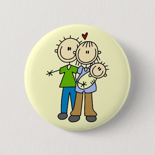Nieuwe Ouders met Baby-overhemden en cadeautjes Ronde Button 5,7 Cm (Voorkant)