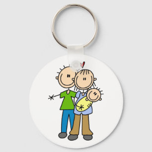 Nieuwe ouders met baby T-shirts en cadeaus Sleutelhanger