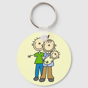Nieuwe ouders met baby T-shirts en cadeaus Sleutelhanger