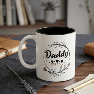 Nieuwe ouders Papa Gepersonaliseerd vastgesteld ja Tweekleurige Koffiemok