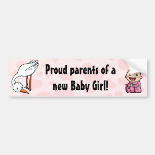 Nieuwe ouders van babymeisje met bumpersticker