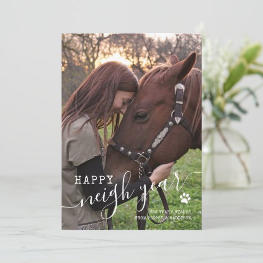 Nieuwe paardenfotovakantiekaart voor paarden feestdagenkaart (Staand voorkant)