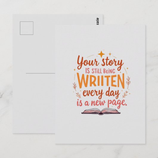 Nieuwe pagina, nieuwe dag briefkaart (Voorkant / Achterkant)