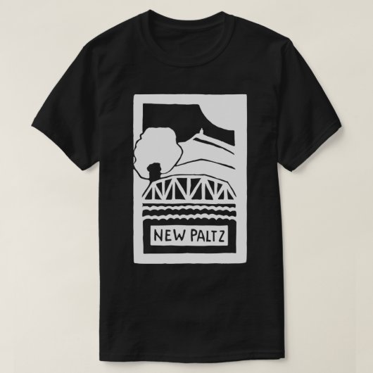 Nieuwe Paltz gedigitaliseerde Lino Cut T-shirt (Design voorkant)