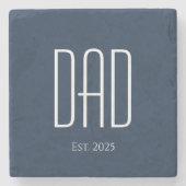 Nieuwe Pap Blue Vaderdag Simple Typografie Stenen Onderzetter (Voorkant)