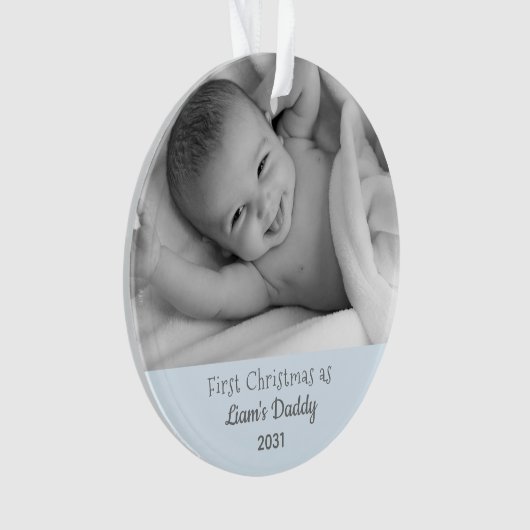 Nieuwe Pap Eerste Kerstmis van papa Baby Foto Ornament (voorkant)