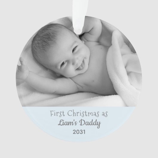 Nieuwe Pap Eerste Kerstmis van papa Baby Foto Ornament (voorkant)