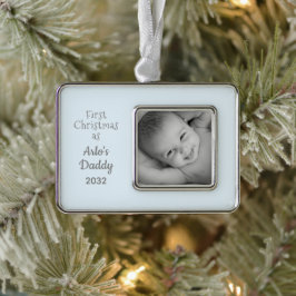 Nieuwe Pap Eerste Kerstmis van papa Baby Foto Verzilverd Omlijst Ornament