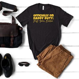 Nieuwe Pap Gift Ironische Slogan gele letter T-shirt