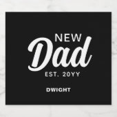 Nieuwe papa 1e keer vader zwart wit gepersonalisee bier etiket (Enkel label)