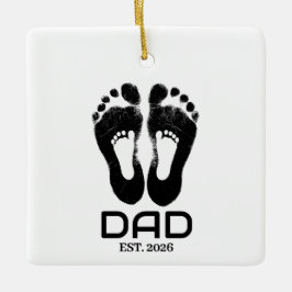 Nieuwe papa baby voetafdrukken datum ingesteld  keramisch ornament