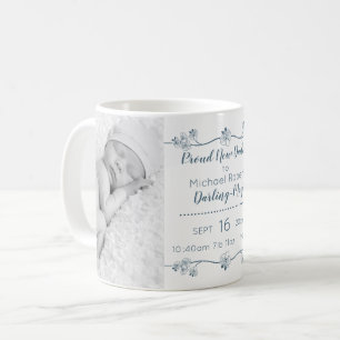 Nieuwe papa babyfoto's & geboortegegevens - Blauw  Koffiemok