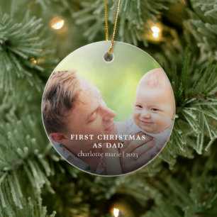 Nieuwe Papa Babys Eerste Kerstmis Foto Keramisch Ornament