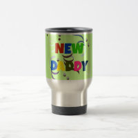 "NIEUWE PAPA" in kleurrijke letters Mok