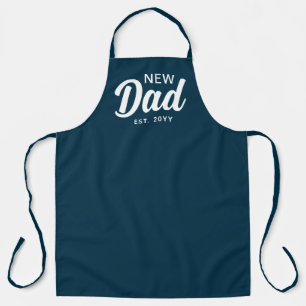 Nieuwe papa marine blauw en wit script aangepaste  schort
