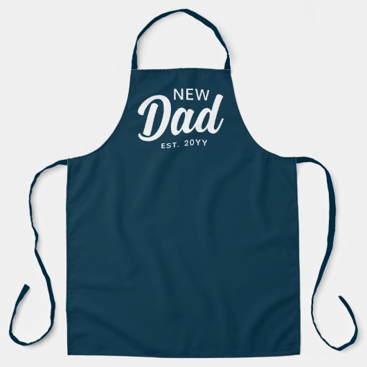 Nieuwe papa marine blauw en wit script aangepaste  schort (Voorkant)