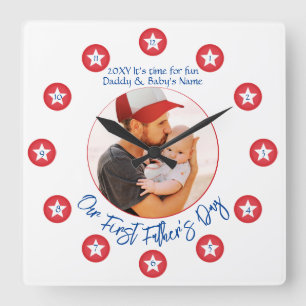 Nieuwe Papa Moderne Unieke Keepsake Eerste Vaders  Vierkante Klok