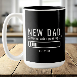 Nieuwe papa slapende patch zwart ontwerp tweekleurige koffiemok