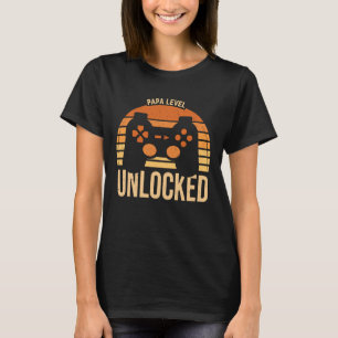 Nieuwe papa Vintage Sunset Videospel Grappige papa T-shirt