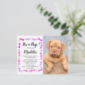 Nieuwe papaver - roze meisje - nieuw compact - hon aankondigingskaart (Staand voorkant)