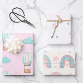 Nieuwe papierset voor babyverpakking van 3 inpakpapier vel