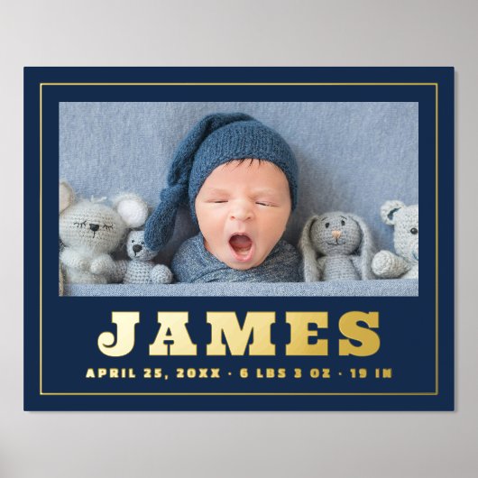 Nieuwe pasgeboren baby naam datum lengte lengte le folie afdrukken (Voorkant)