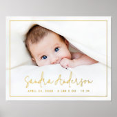 Nieuwe pasgeboren baby naam staat fotoscript in folie afdrukken (Voorkant)