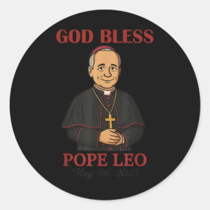 Nieuwe Paus 2025 God Zegen Paus Leo Xiv 8 mei 2025 Ronde Sticker