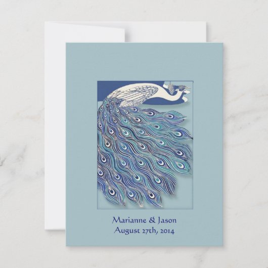 Nieuwe Peacock Wedding Invitation Kaart (Voorkant)