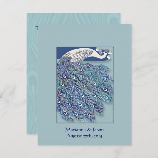 Nieuwe Peacock Wedding Invitation Kaart (Voorkant / Achterkant)