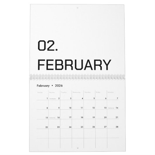 Nieuwe personalize Text Logo Calendar Kalender (Feb 2026)